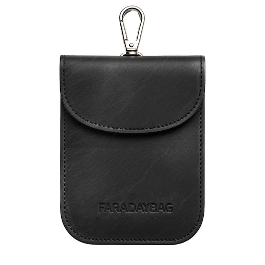 Leather Faraday Bag Key Fob - Black