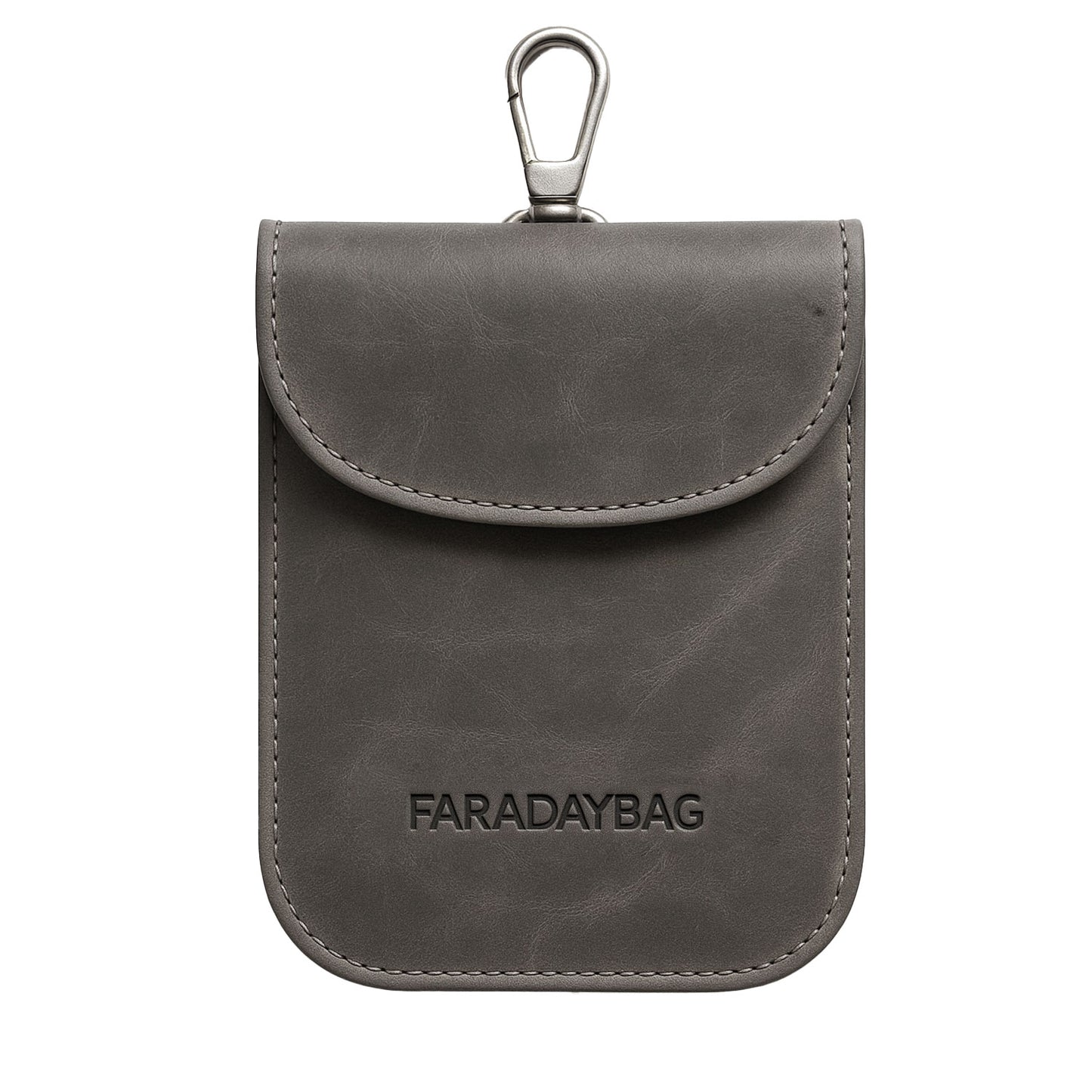 Leather Faraday Bag Key Fob - Dark Grey