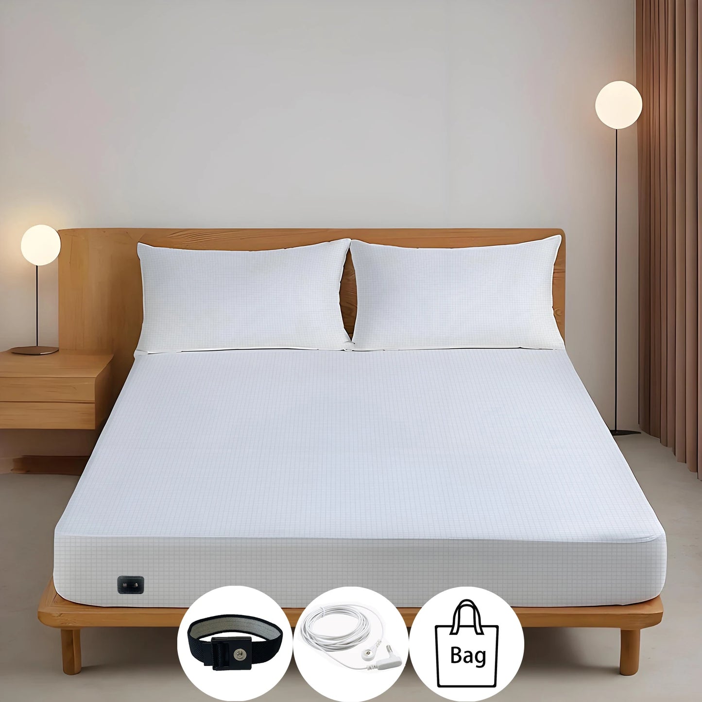 Earthing Fitted Bed - Earthing Fitted Bed Sheet - Silver Fiber Grounding Sheet