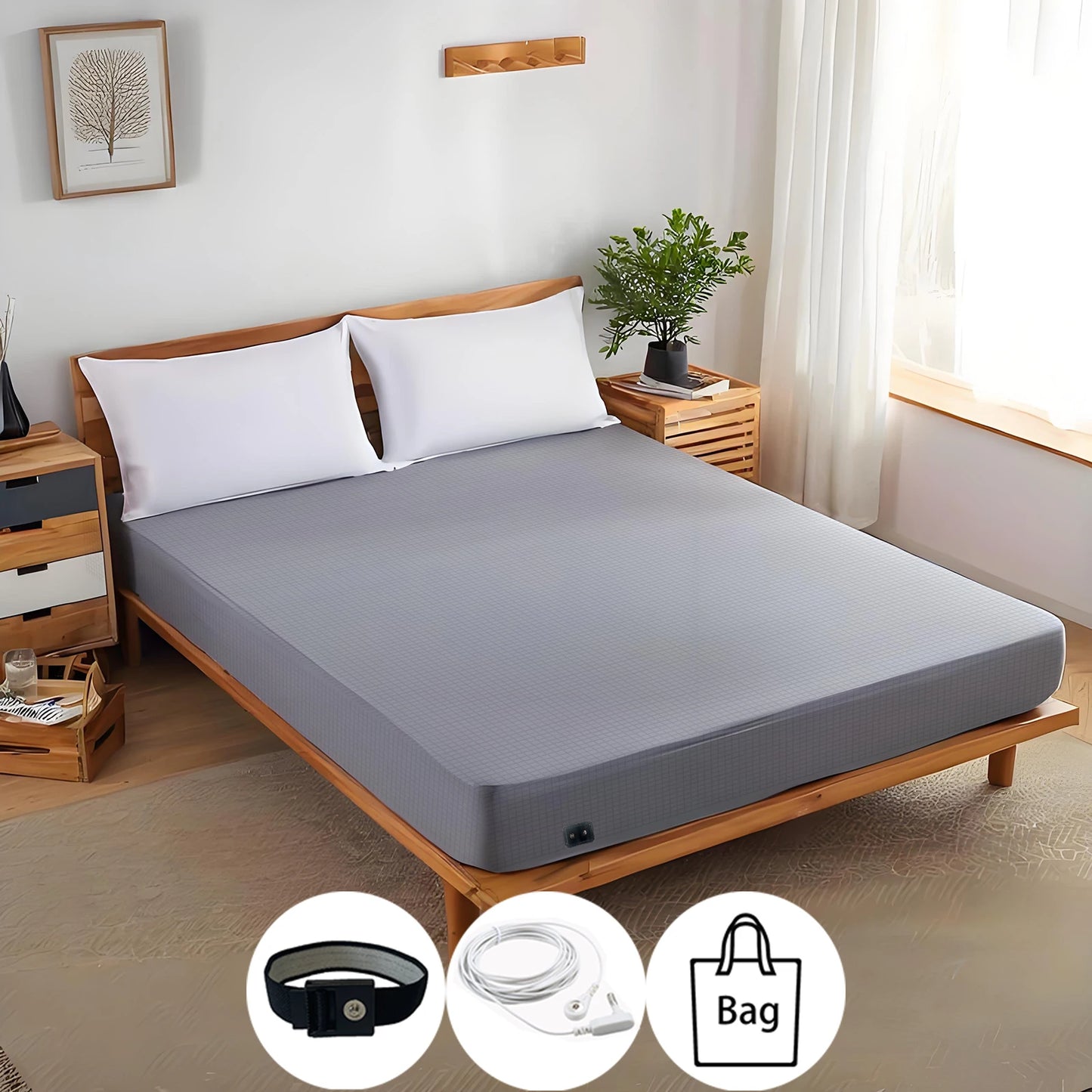 Earthing Fitted Bed - Earthing Fitted Bed Sheet - Silver Fiber Grounding Sheet