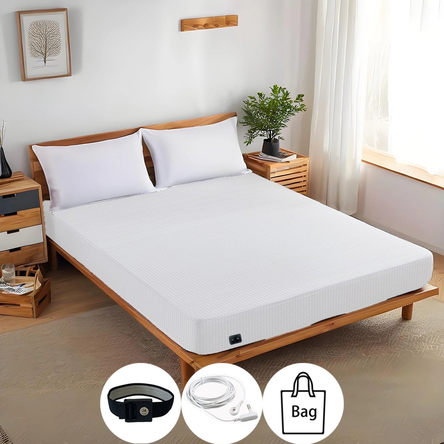 Earthing Fitted Bed - Earthing Fitted Bed Sheet - Silver Fiber Grounding Sheet