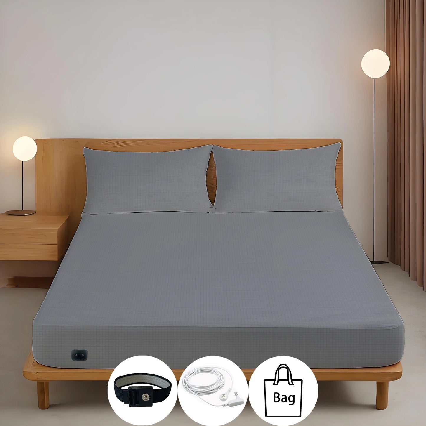 Earthing Fitted Bed - Earthing Fitted Bed Sheet - Silver Fiber Grounding Sheet