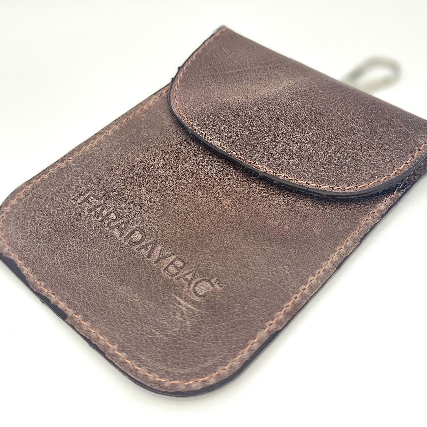 Leather Faraday Bag Key Fob - Brown