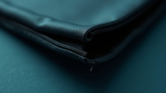 Close-up of a worn Faraday bag seam that can leak signal