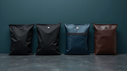 Four different Faraday signal-blocking pouches compared side by side