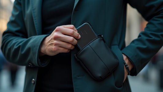 Slipping a phone into a Faraday bag while out in the city
