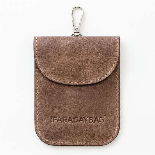 Leather Faraday Bag Key Fob - Brown