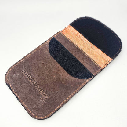 Leather Faraday Bag Key Fob - Brown