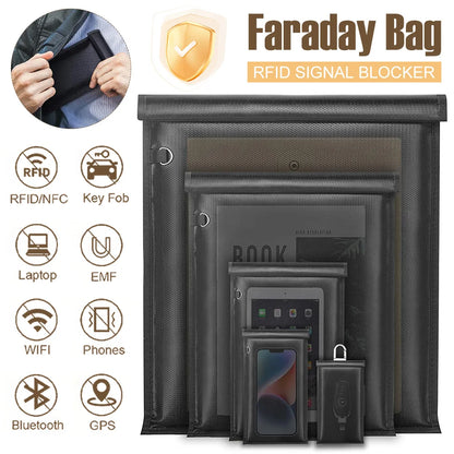 ערכת תיקים של 5 חלקים של Faraday-חסימת אותות למחשב נייד, טלפון, פוב וכרטיסים מקשים