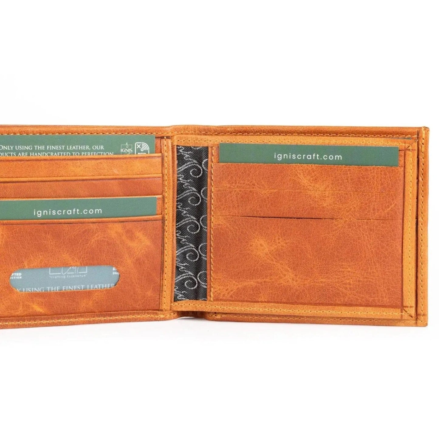 Ignis Craft Bifold Leather wallet with removable ID holder| Solo Dynamic Amber