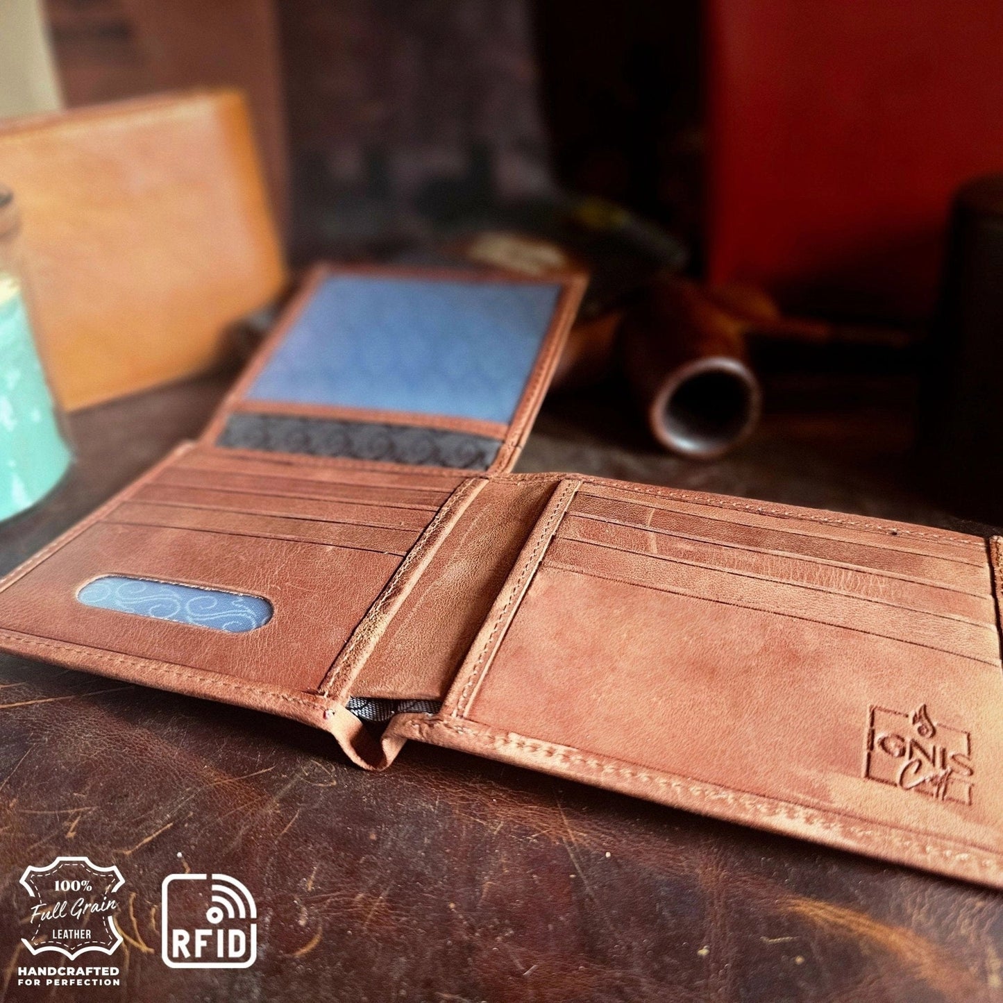 Ignis Craft Bifold Leather Wallet | Solstice 4 Amber