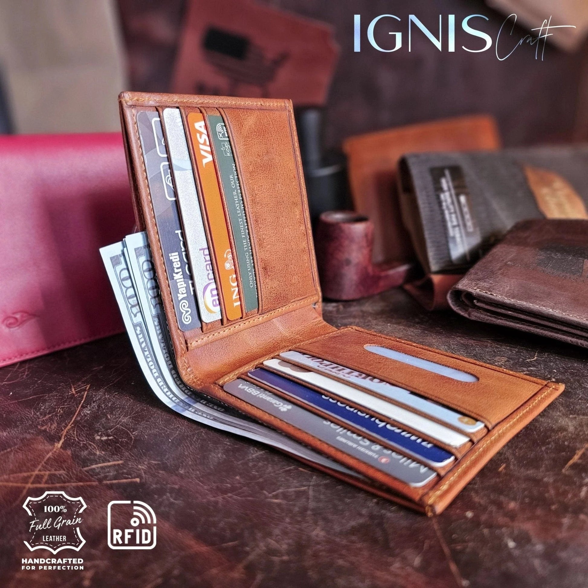 Ignis Craft Bifold Leather Wallet | Soloist Amber