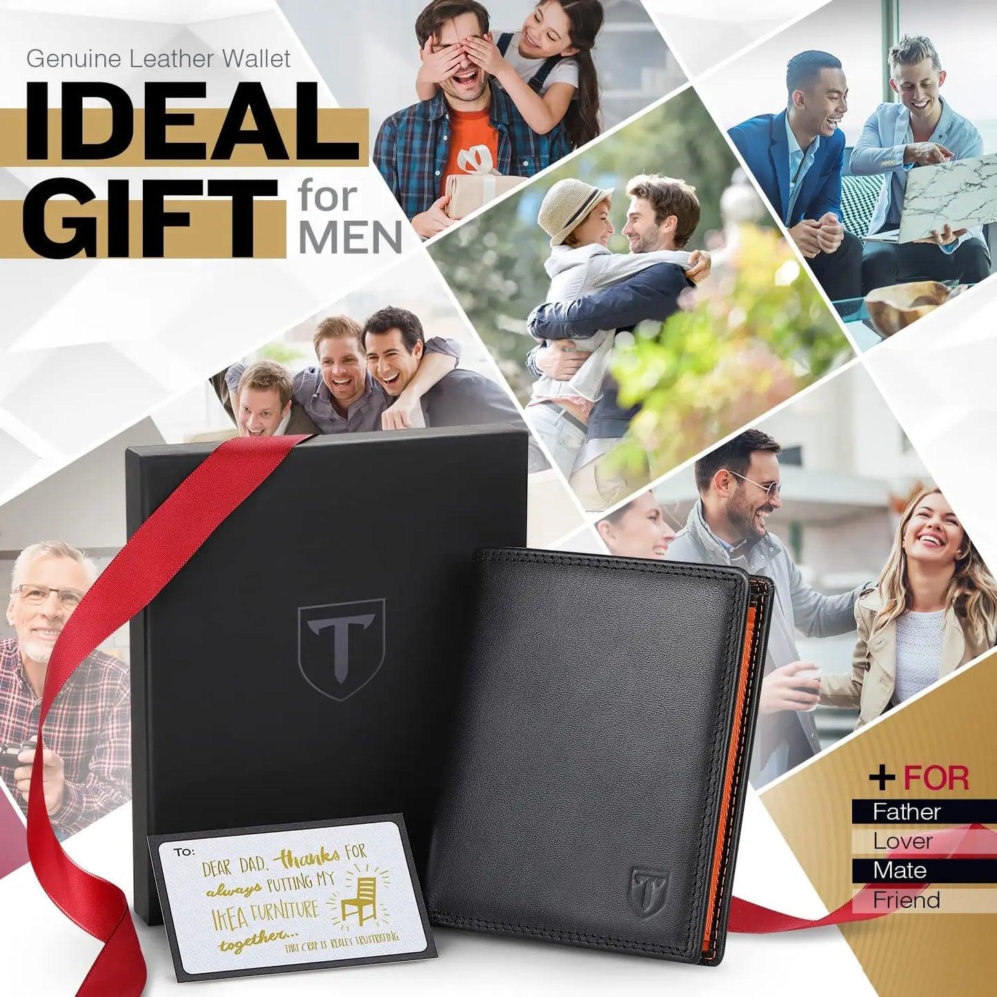 Black genuine leather RFID blocking wallet with card slots — view 6