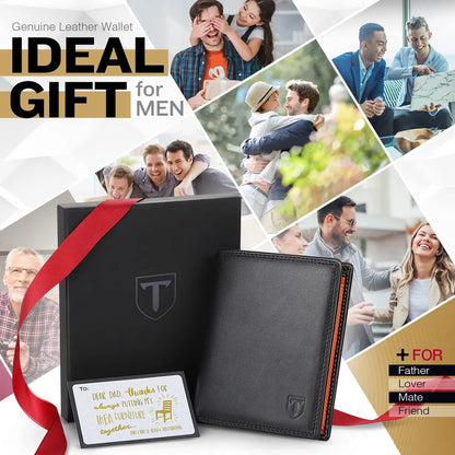 Black genuine leather RFID blocking wallet with card slots — view 6