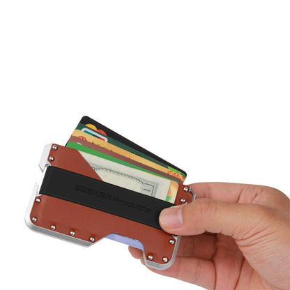 ZEEKER aluminium and leather RFID blocking card holder — view 2