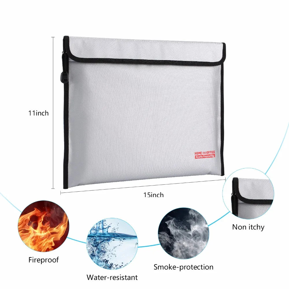 Fireproof Money Document Bag (38x28cm) – Waterproof & Secure
