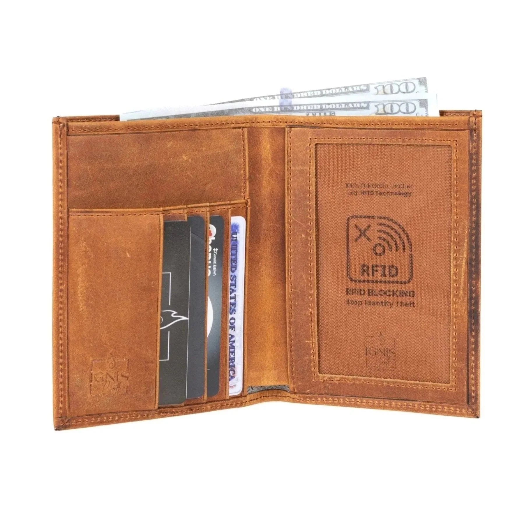 Ignis Craft Leather Passport Wallet | Voyager Amber