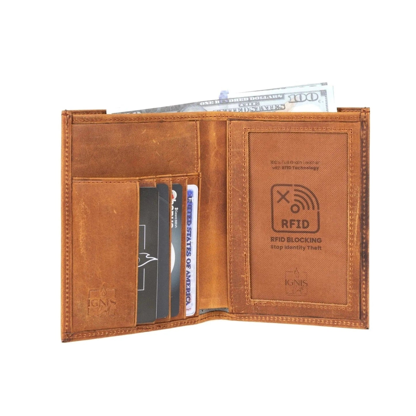 Ignis Craft Leather Passport Wallet | Voyager Amber