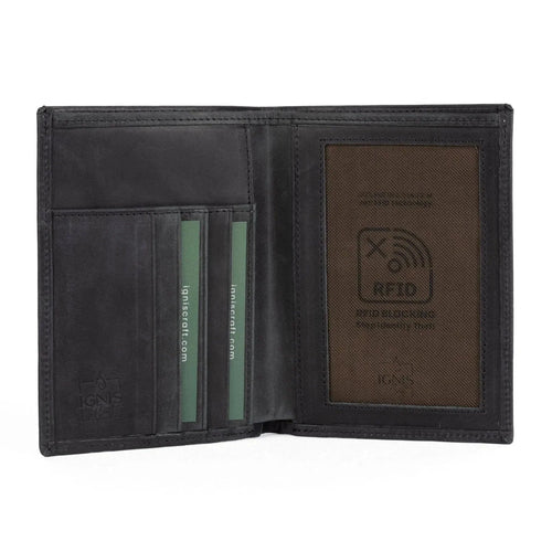 Ignis Craft Leather Passport Wallet | Voyager Obsidian