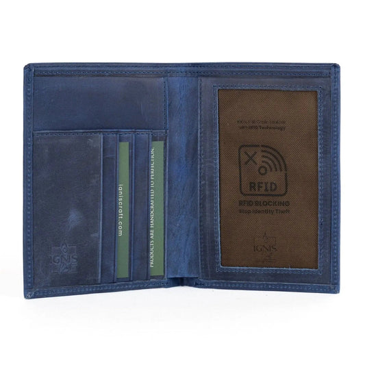 Ignis Craft Leather Passport Wallet | Voyager Sapphire