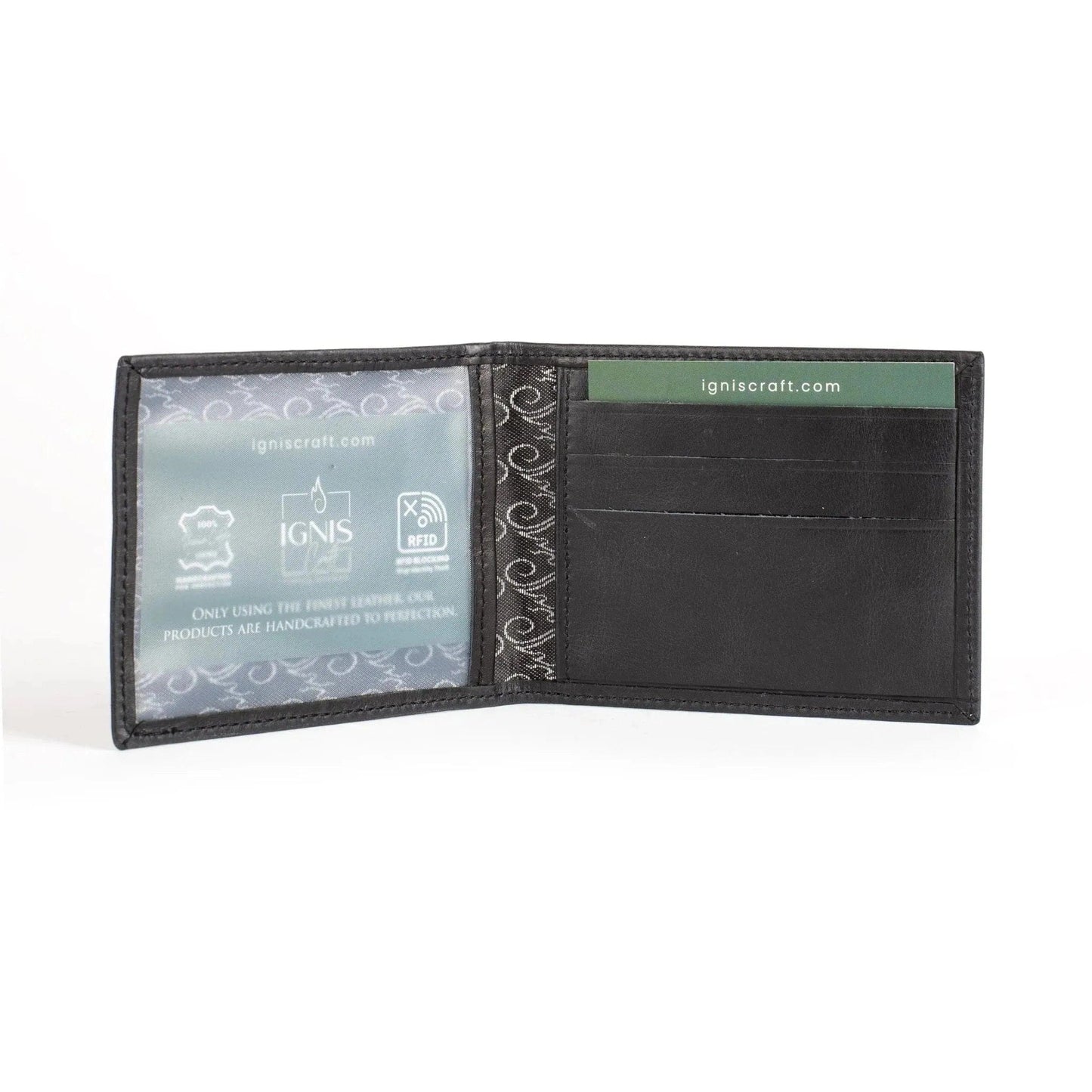 Ignis Craft Mens Leather Bifold Wallet | Solo Dynamic Obsidian