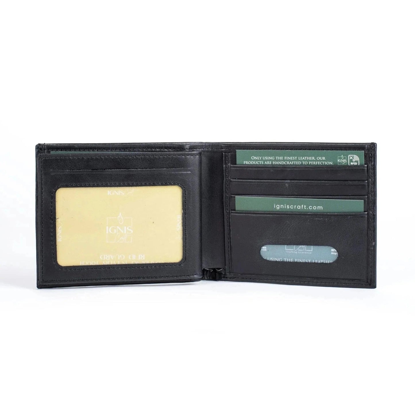 Ignis Craft Mens Leather Bifold Wallet | Solo Dynamic Obsidian