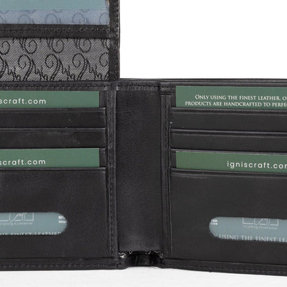 Ignis Craft Mens Leather Bifold Wallet | Solstice 4 Obsidian