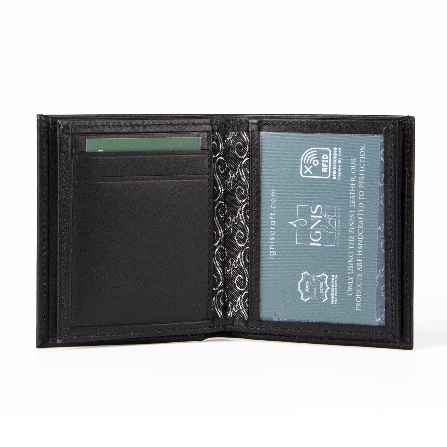 Ignis Craft Mens Leather Vertical Bifold Wallet | Capsule Onyx