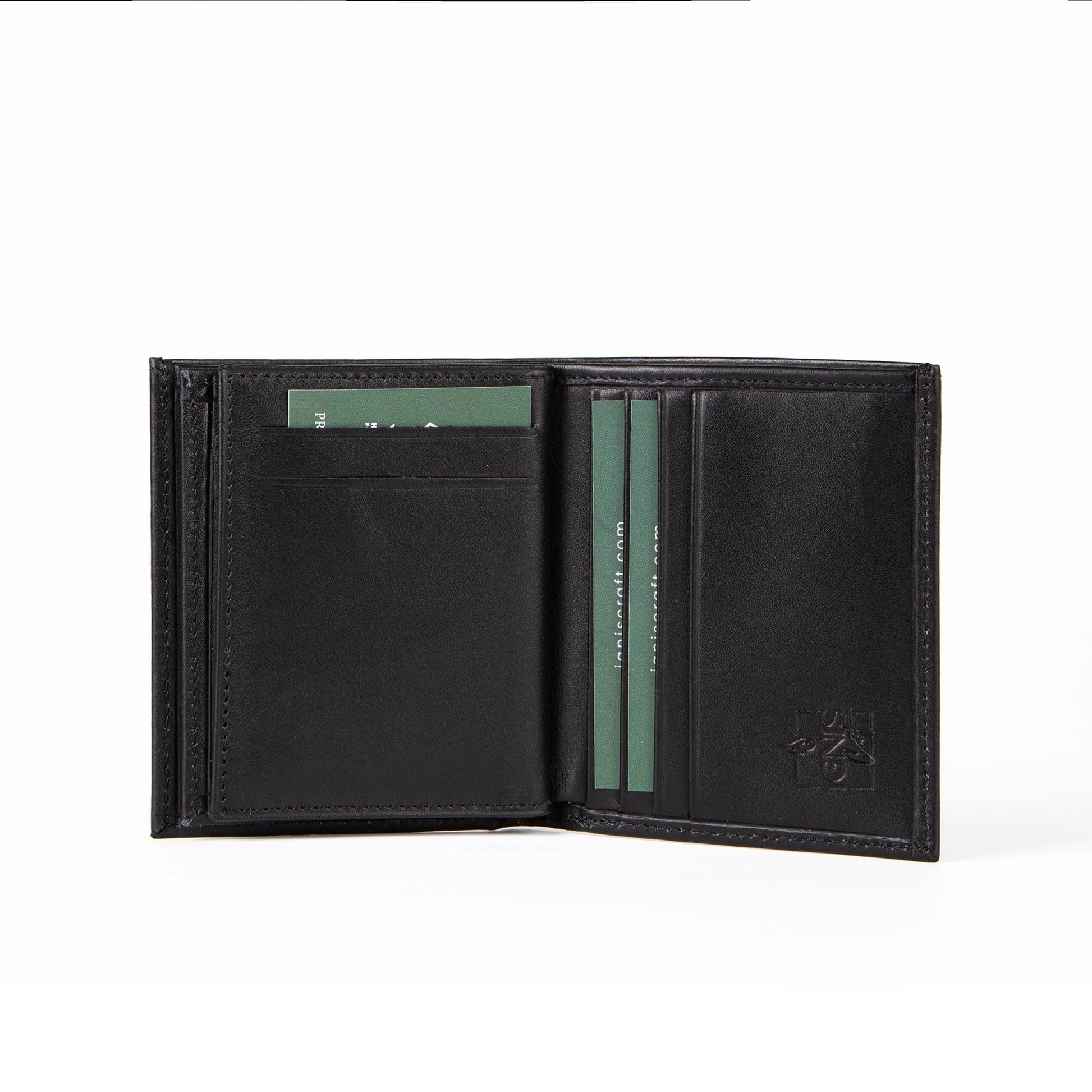 Ignis Craft Mens Leather Vertical Bifold Wallet | Capsule Onyx