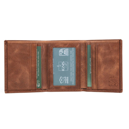 Ignis Craft Mens Trifold Leather Wallet | Apex Agate