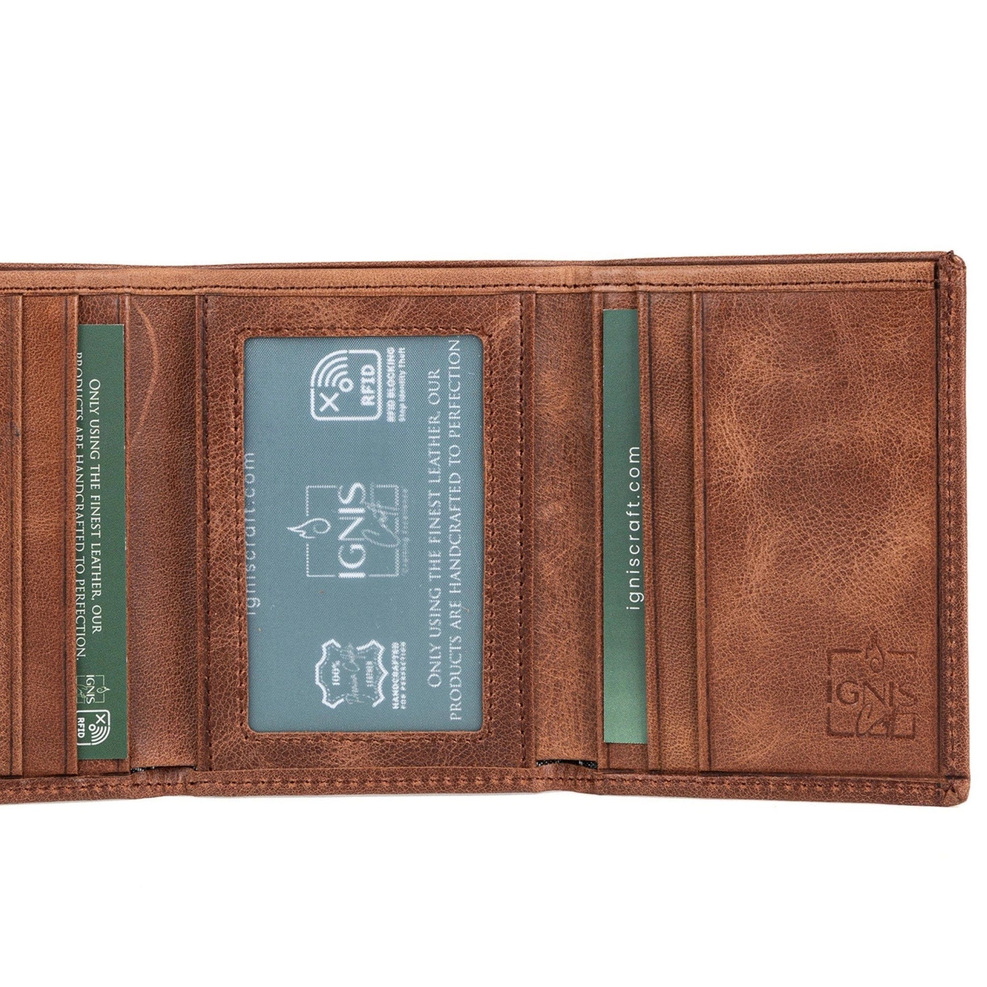 Ignis Craft Mens Trifold Leather Wallet | Apex Agate