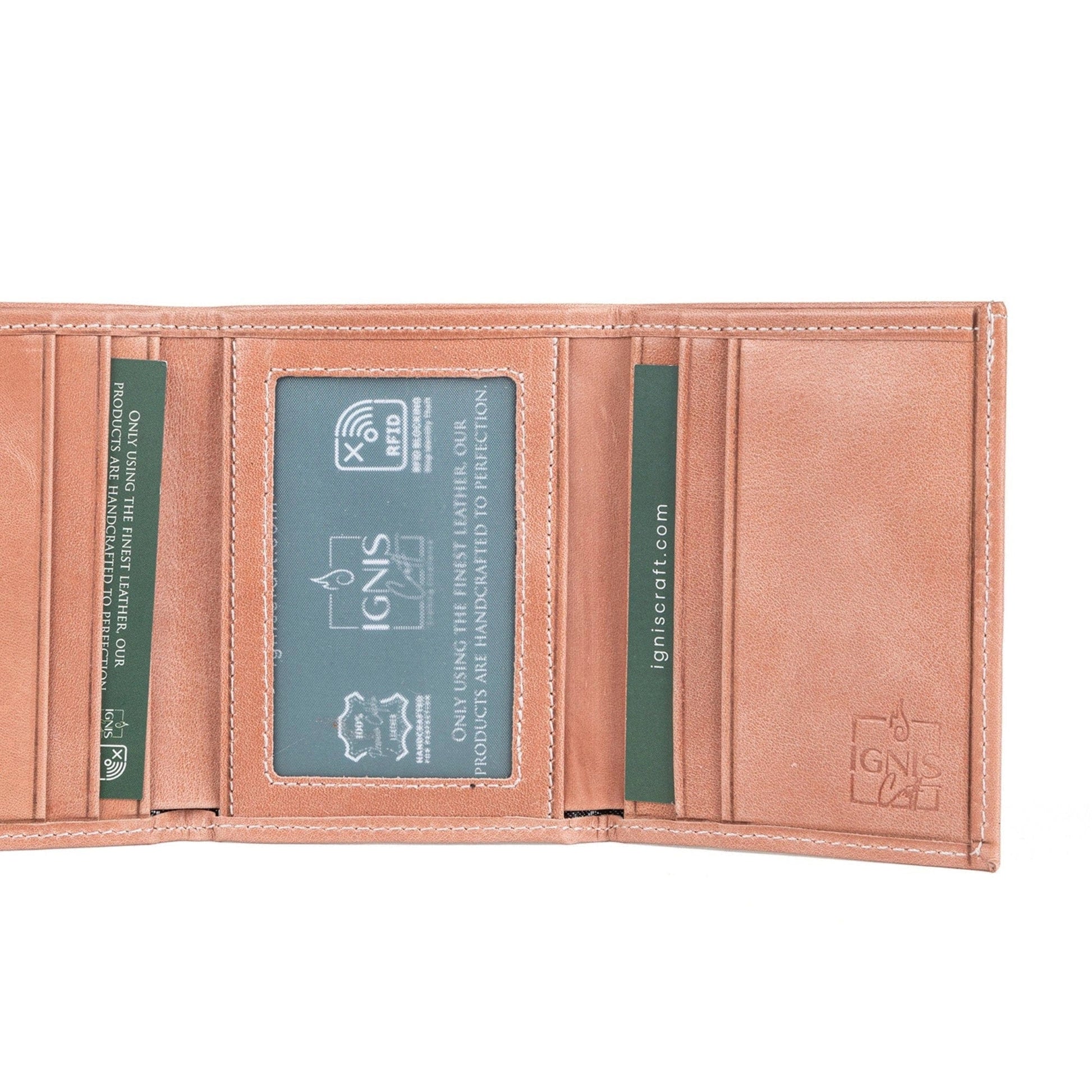 Ignis Craft Mens Trifold Leather Wallet | Apex Coral