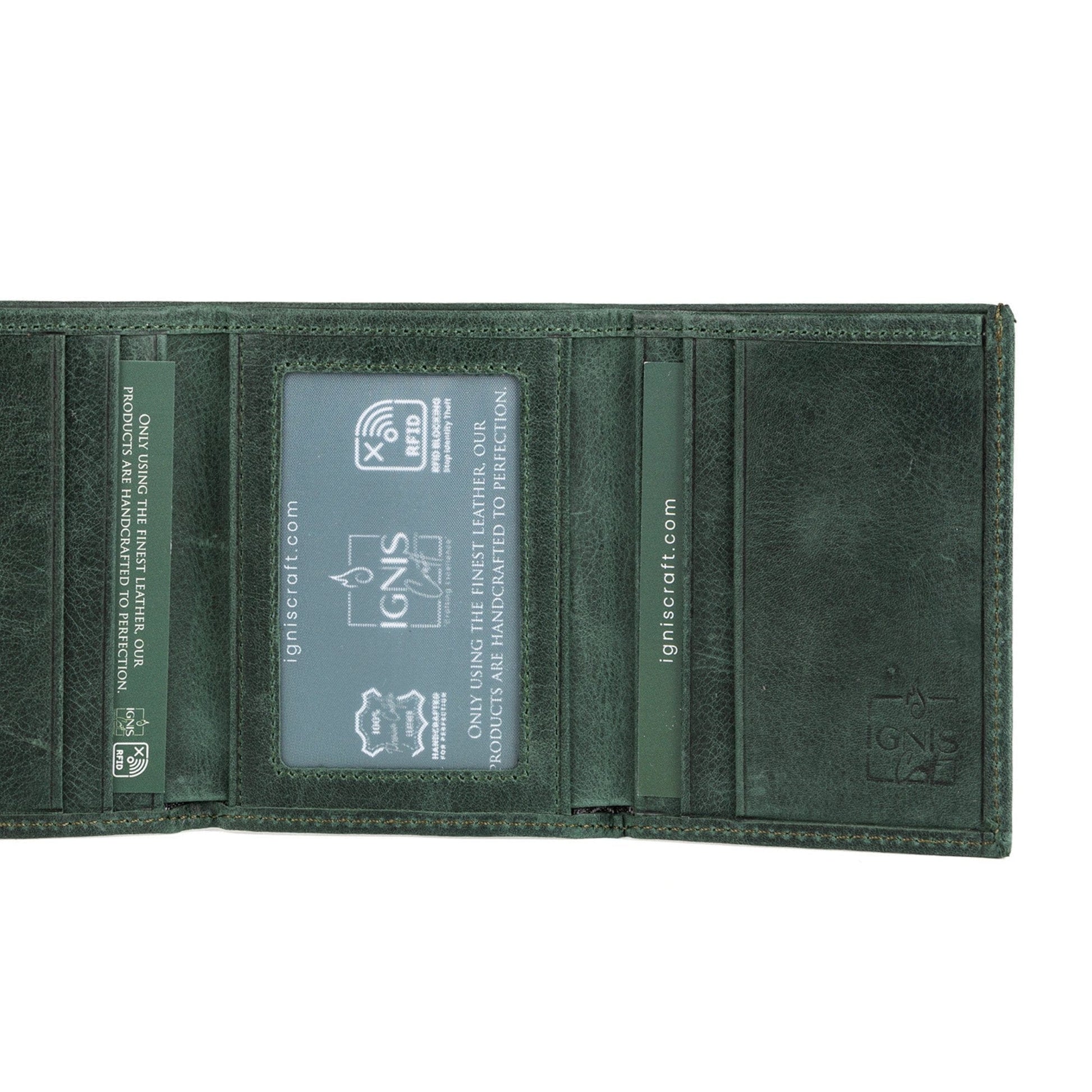 Ignis Craft Mens Trifold Leather Wallet | Apex Jade