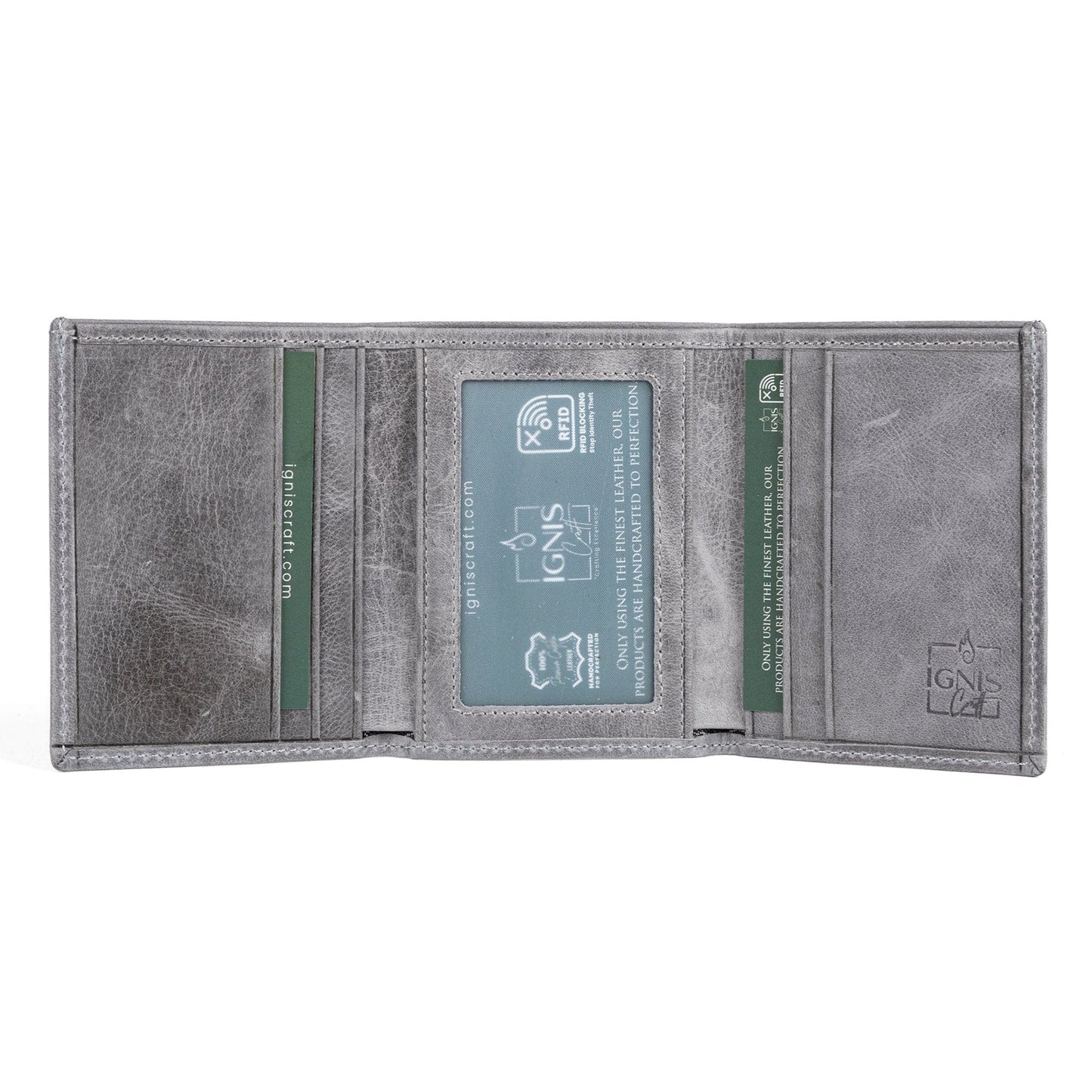 Ignis Craft Mens Trifold Leather Wallet | Apex Marble