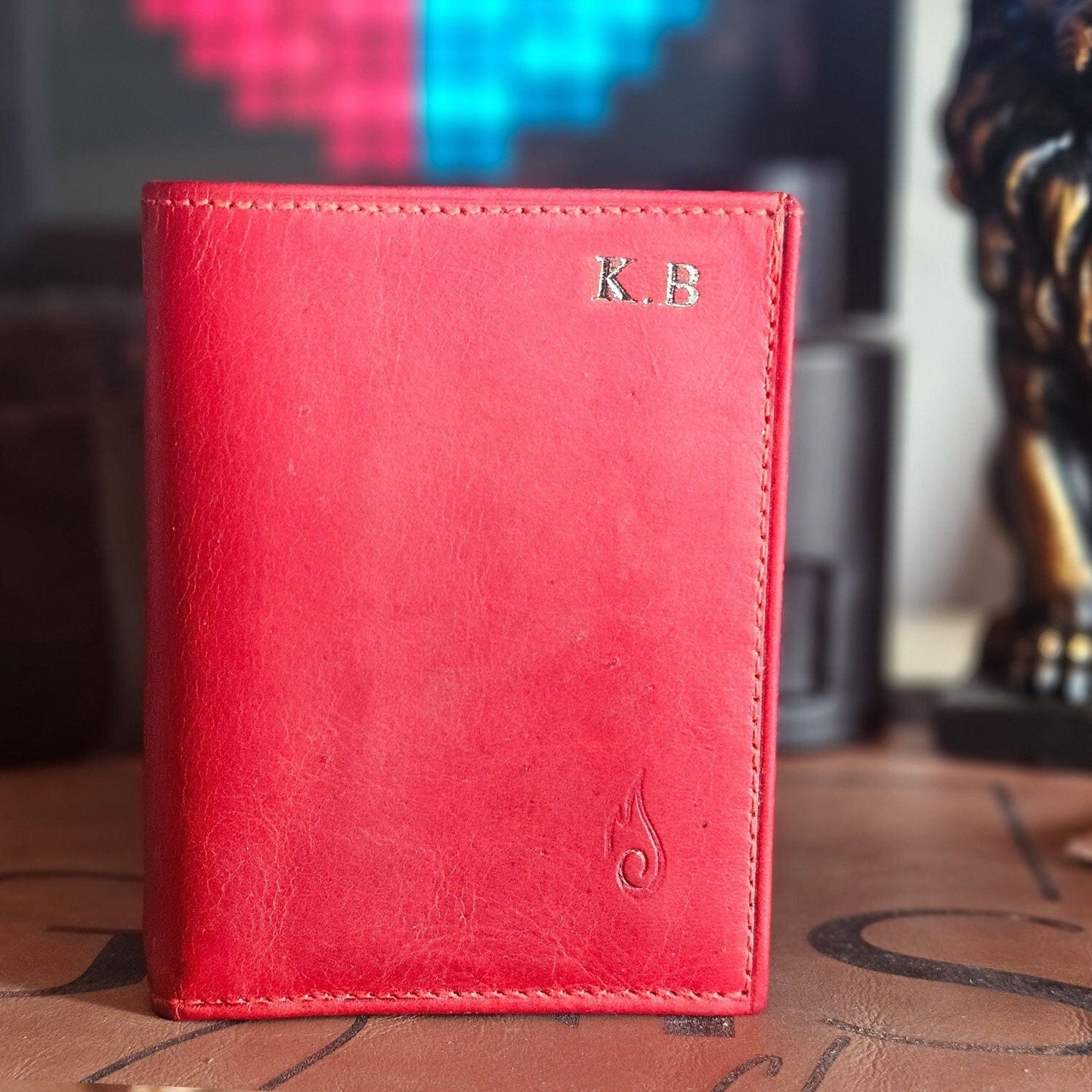 Ignis Craft Mens Trifold Leather Wallet | Apex Ruby