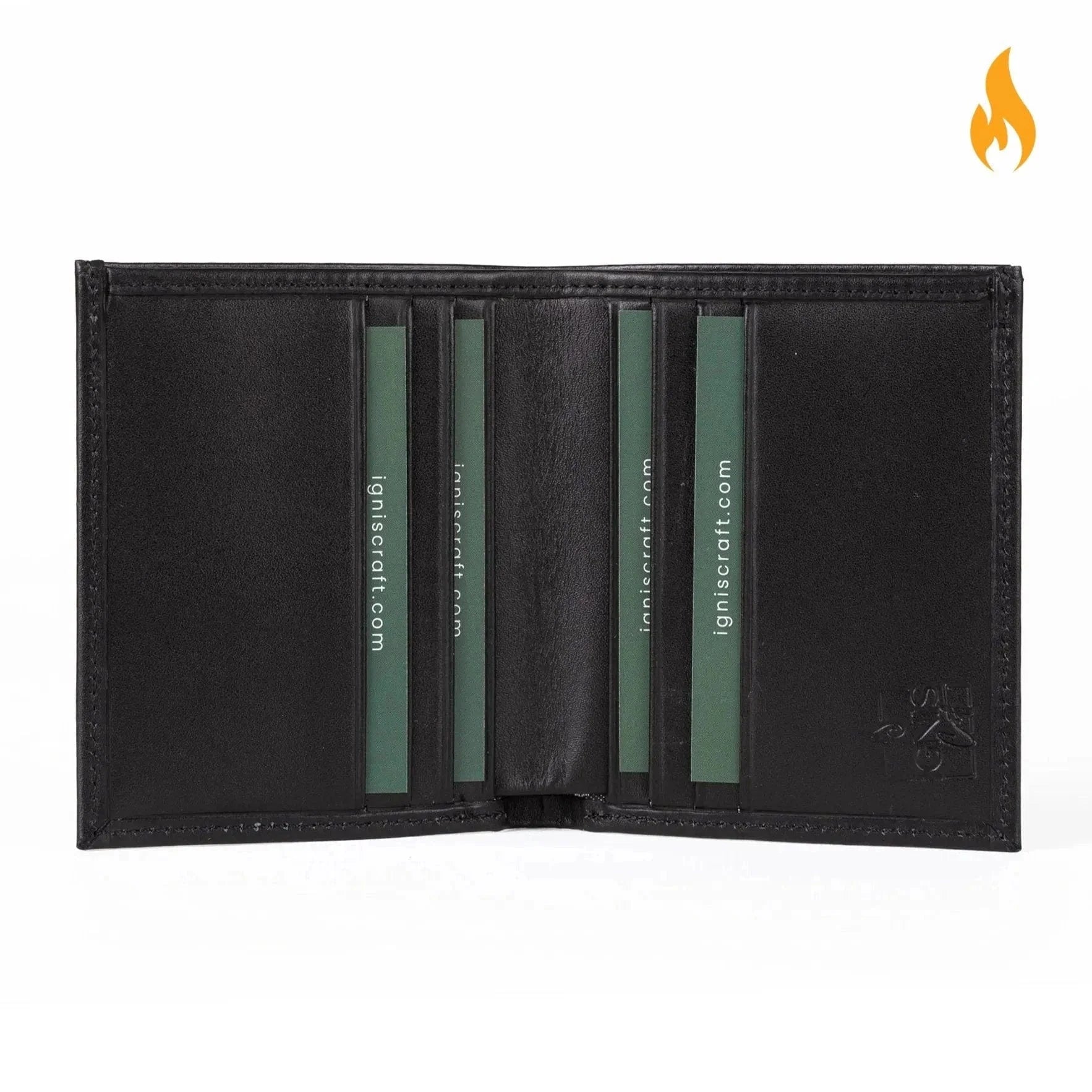 Ignis Craft Mens Vertical Bifold Slim Card Wallet | Slimline Onyx