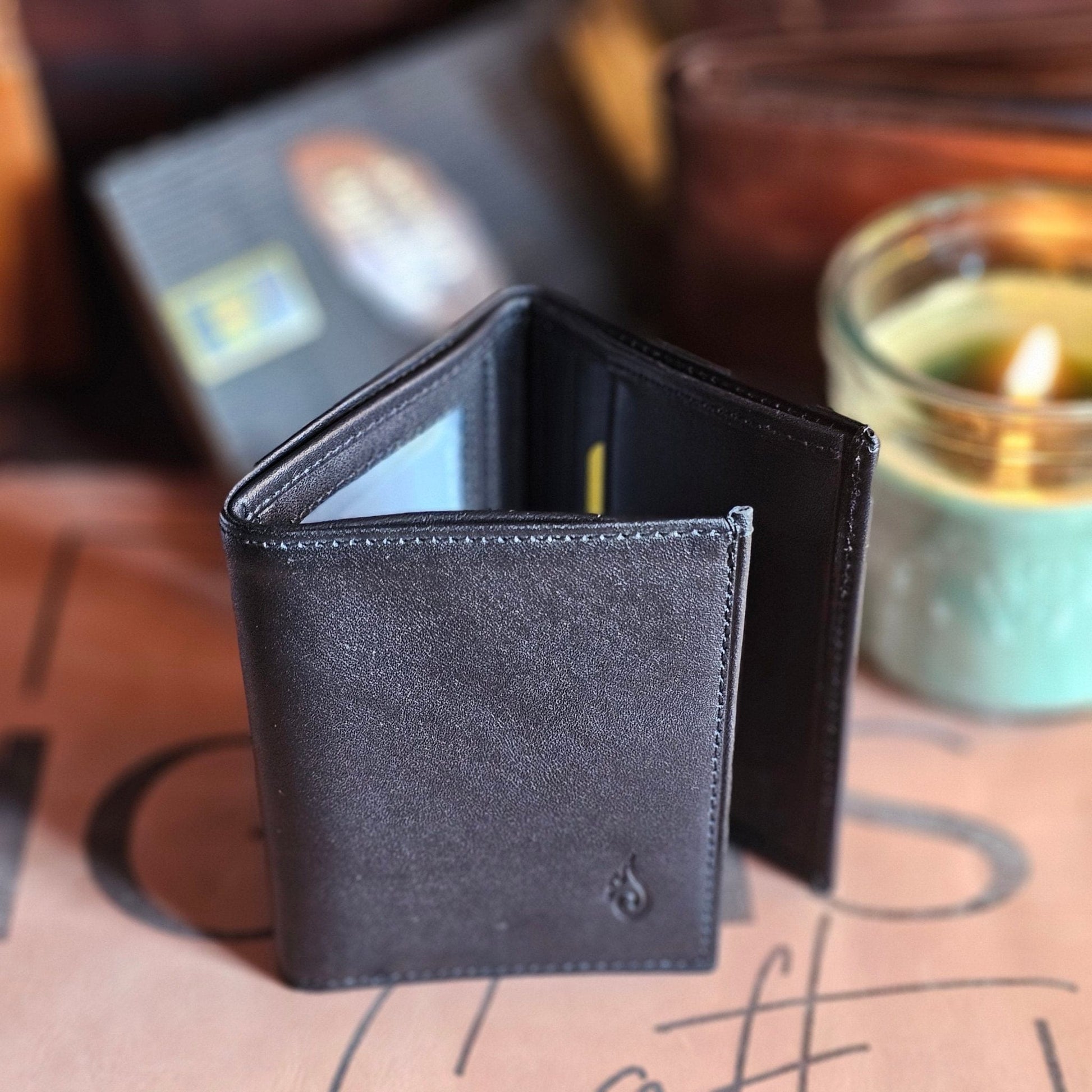 Ignis Craft Mens Trifold Leather Wallet |  Apex Onyx