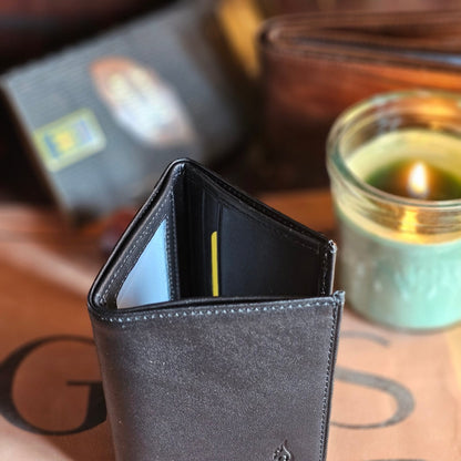 Ignis Craft Mens Trifold Leather Wallet |  Apex Onyx