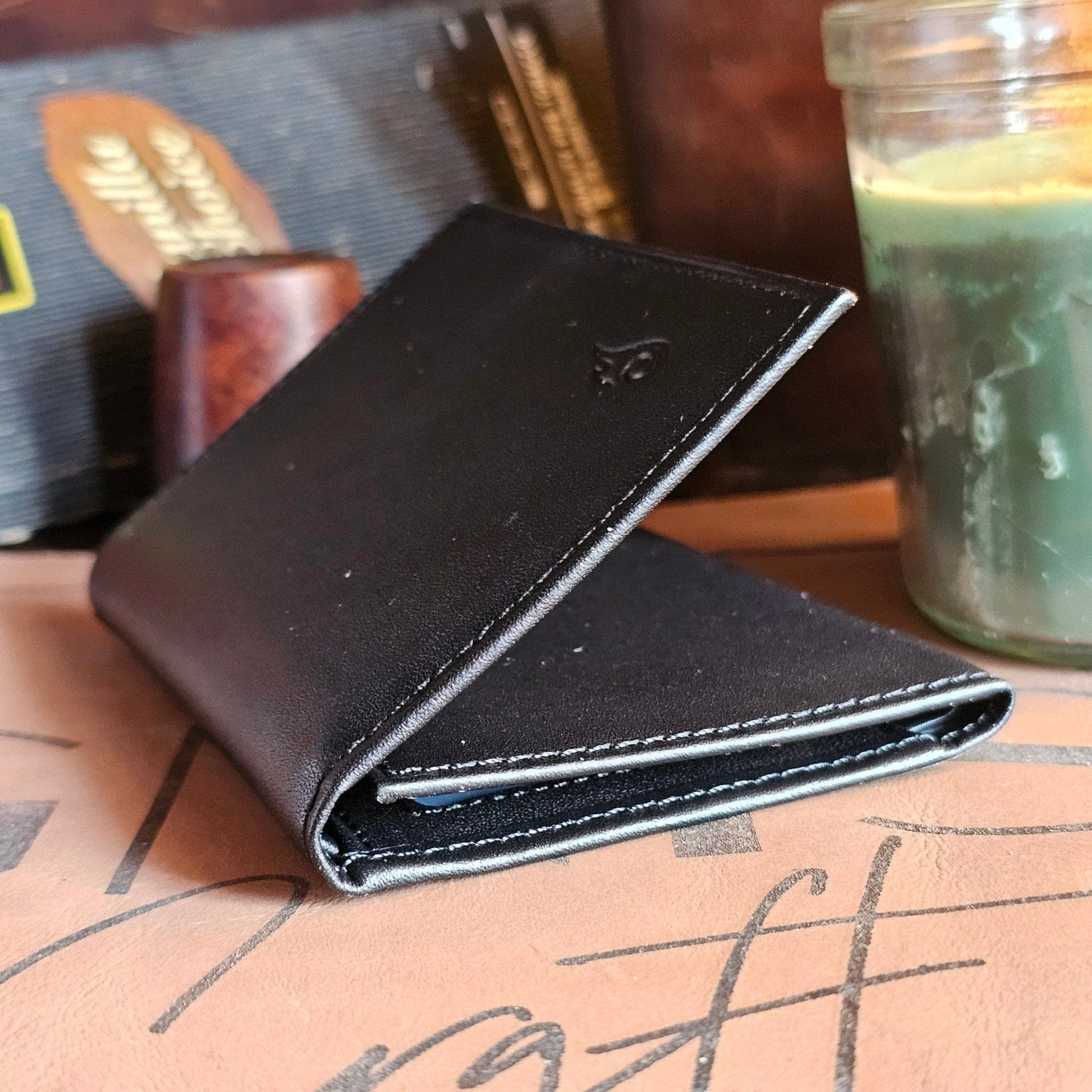 Ignis Craft Mens Trifold Leather Wallet |  Apex Onyx