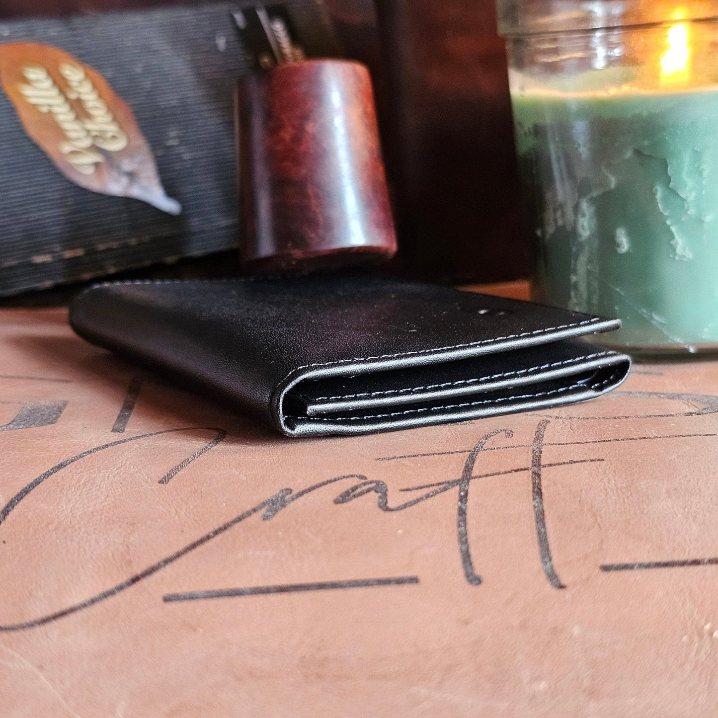 Ignis Craft Mens Trifold Leather Wallet |  Apex Onyx