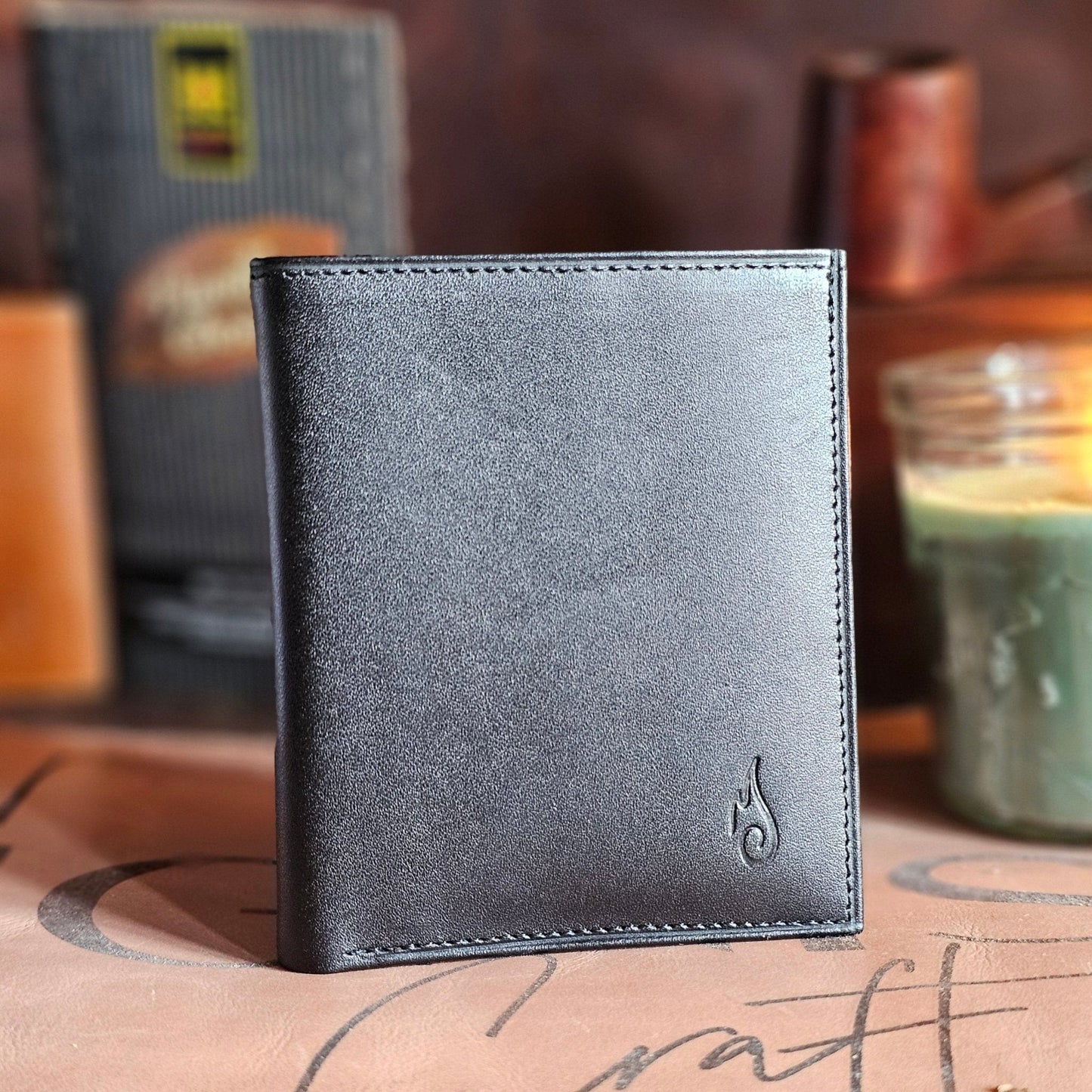 Ignis Craft Mens Trifold Leather Wallet |  Apex Onyx