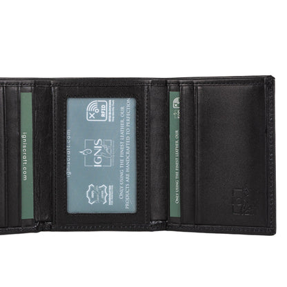 Ignis Craft Mens Trifold Leather Wallet |  Apex Onyx