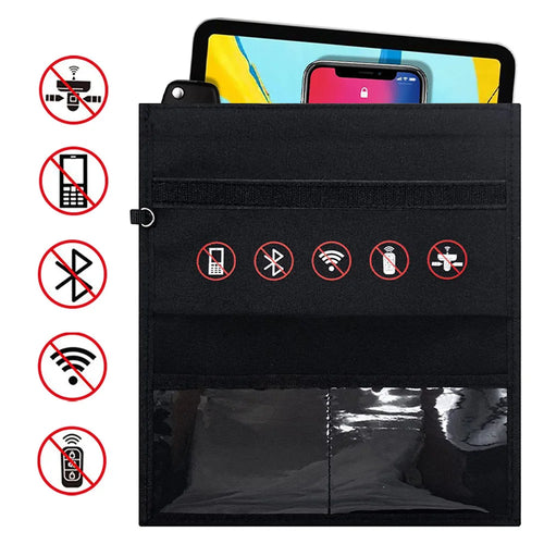 Black Oxford fabric signal blocking Faraday bag