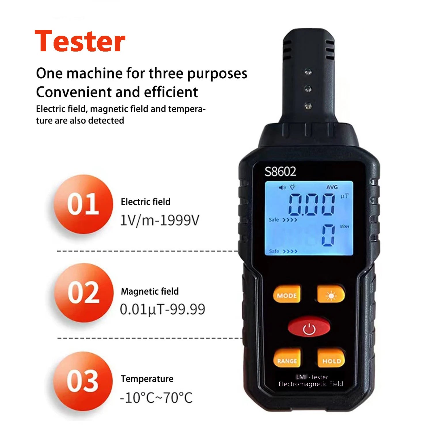 S8602 3-in-1 EMF Meter measuring electromagnetic fields — view 4