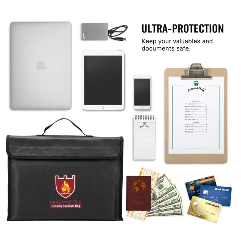 Fireproof Money & Document Bag (38x28x7.5cm) – Secure & Waterproof