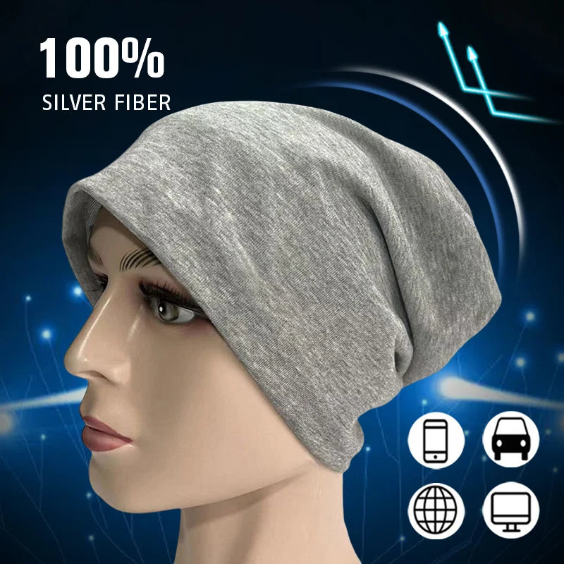 Full Silver Fiber Anti-Radiation Hat – EMF Protection Beanie for 5G & RF Shielding