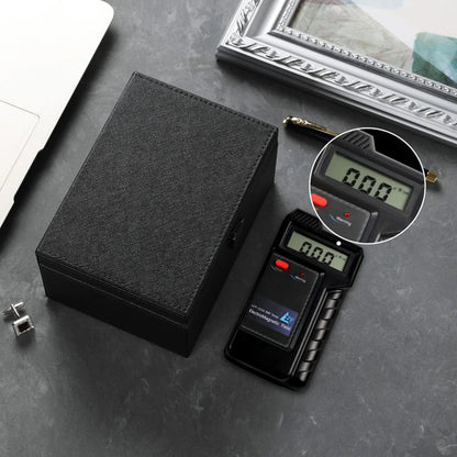 PU leather Faraday box for car keys with lid open — view 4