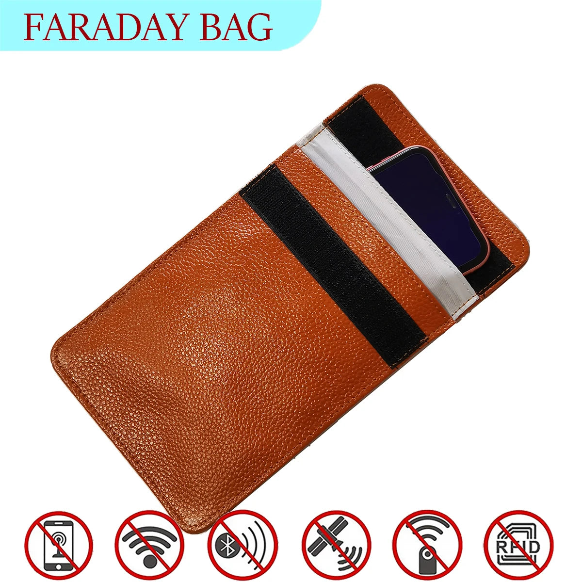 EMP Protection Faraday Bag (12cm x 20.5cm) | RFID & Signal Blocking Genuine Leather Case