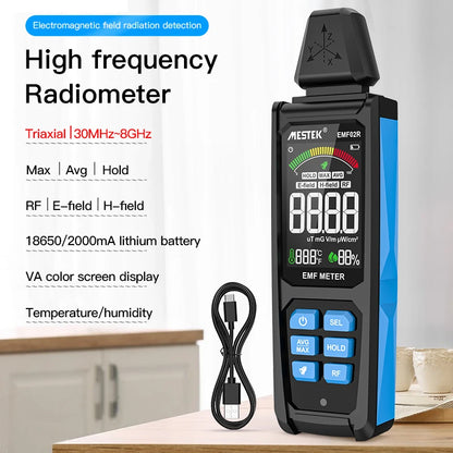 Medidor EMF02R EMF | Detector de radiación de 30MHz ~ 8GHz | Probador de campo eléctrico y magnético