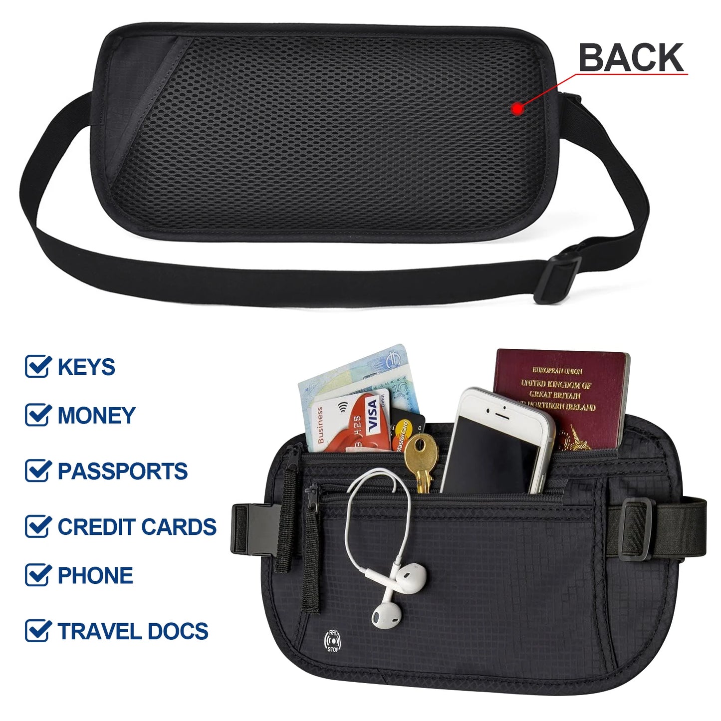 RFID Blocking Travel - RFID Blocking Travel Money Belt - Slim Passport Holder